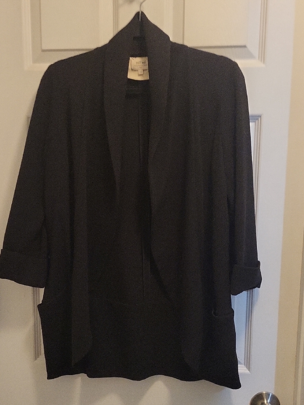 Wilfred Black Open-Front Draped Blazer Jacket